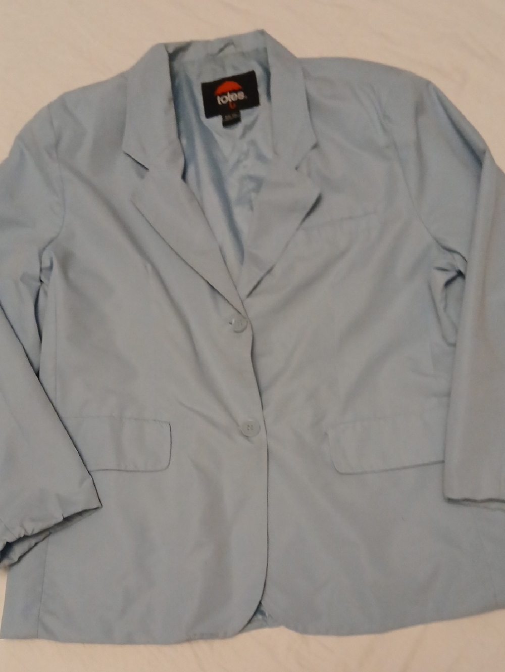 TOTES Rain Coat Women's Pale Blue Single-Breasted Blazer 2XL